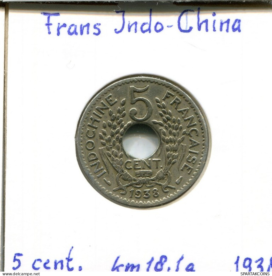 5 CENT 1938 Französisch INDOCHINESISCH CHINA Koloniale Münze #AM484.D.A - Indochina Francesa