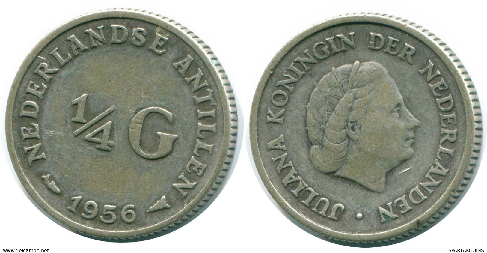 1/4 GULDEN 1956 NETHERLANDS ANTILLES SILVER Colonial Coin #NL10935.4.U.A - Antillas Neerlandesas