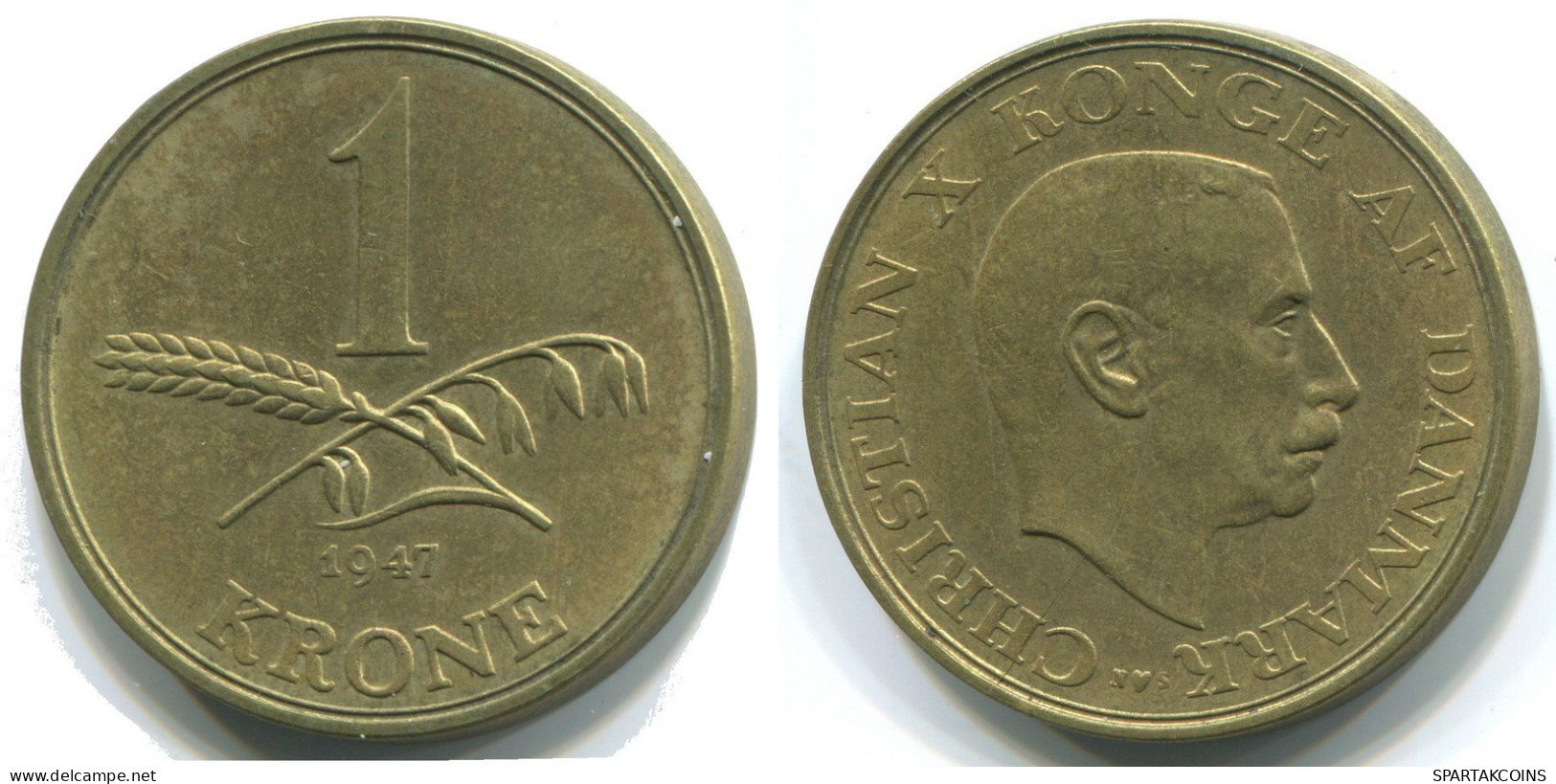 1 KRONE 1947 DINAMARCA DENMARK Moneda #WW1002.E.A - Dinamarca