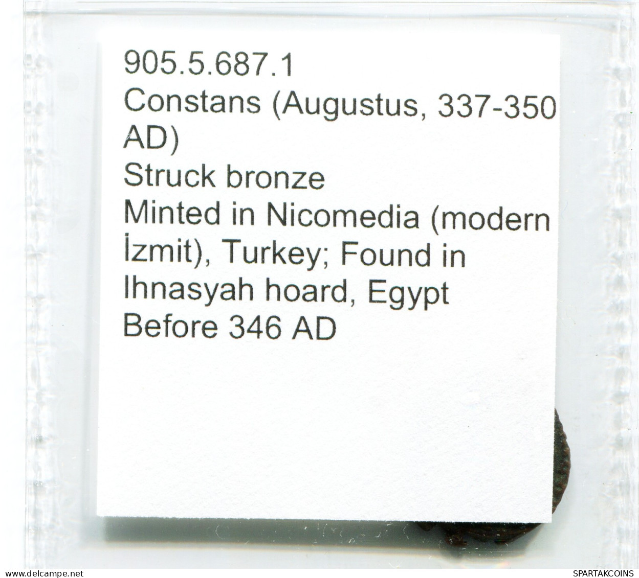 CONSTANS MINTED IN NICOMEDIA FOUND IN IHNASYAH HOARD EGYPT #ANC11731.14.F.A - L'Empire Chrétien (307 à 363)
