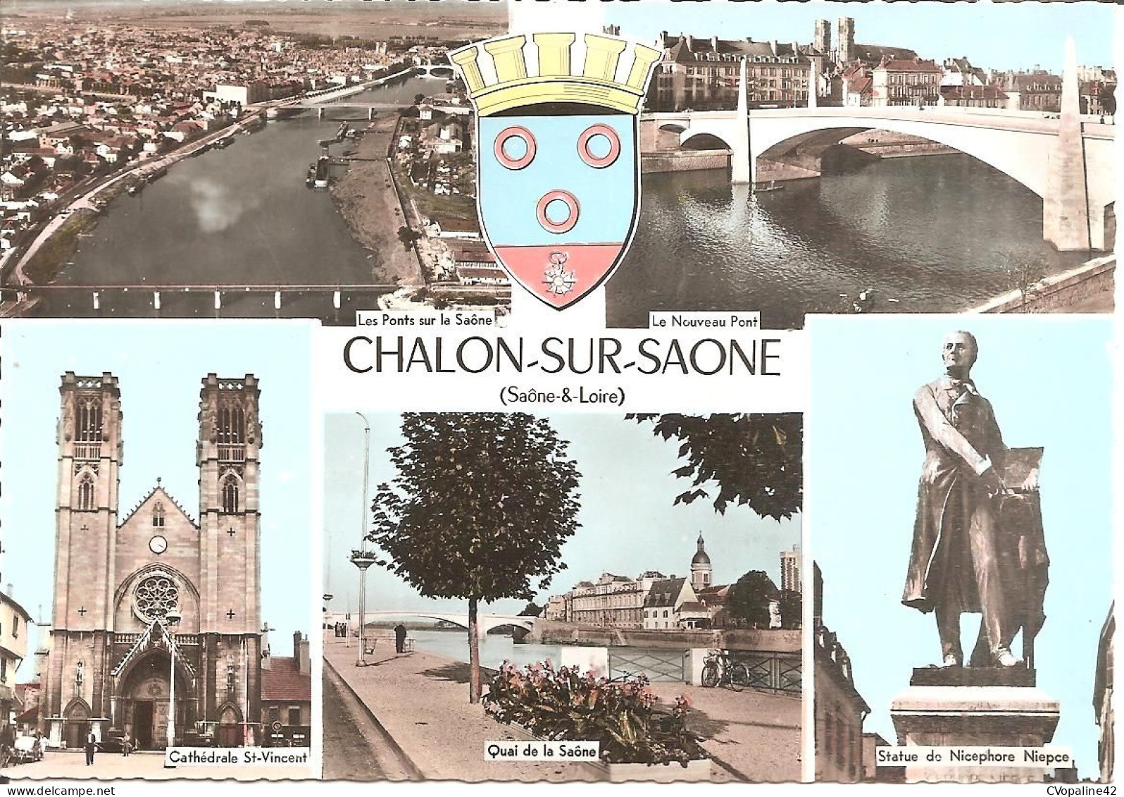 CHALON-SUR-SAÔNE (71) Carte Multivues - Blason  CPSM GF - Chalon Sur Saone