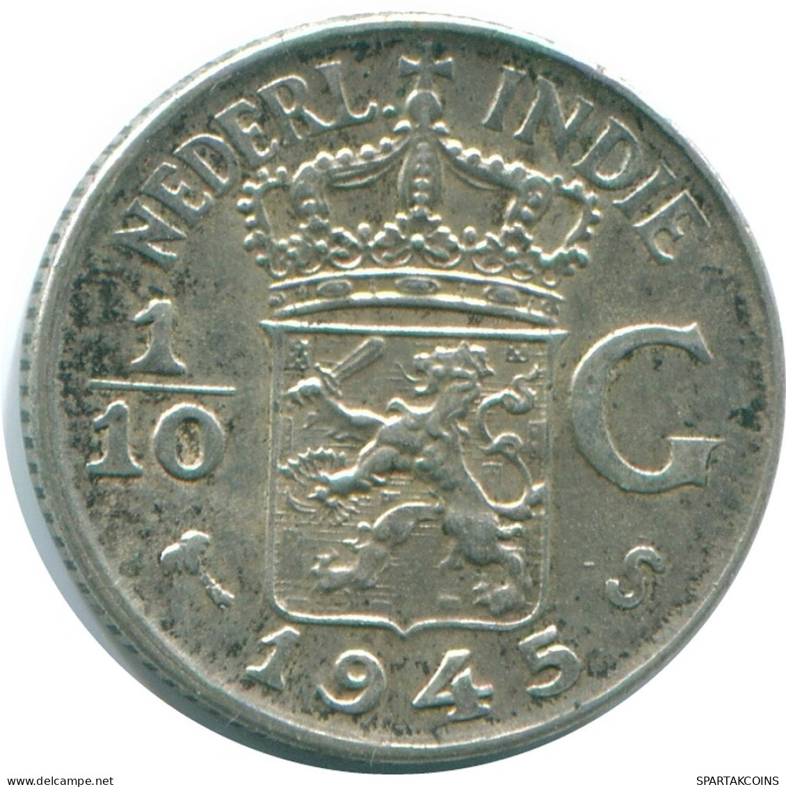1/10 GULDEN 1945 S INDIAS ORIENTALES DE LOS PAÍSES BAJOS PLATA #NL14228.3.E.A - Indes Néerlandaises