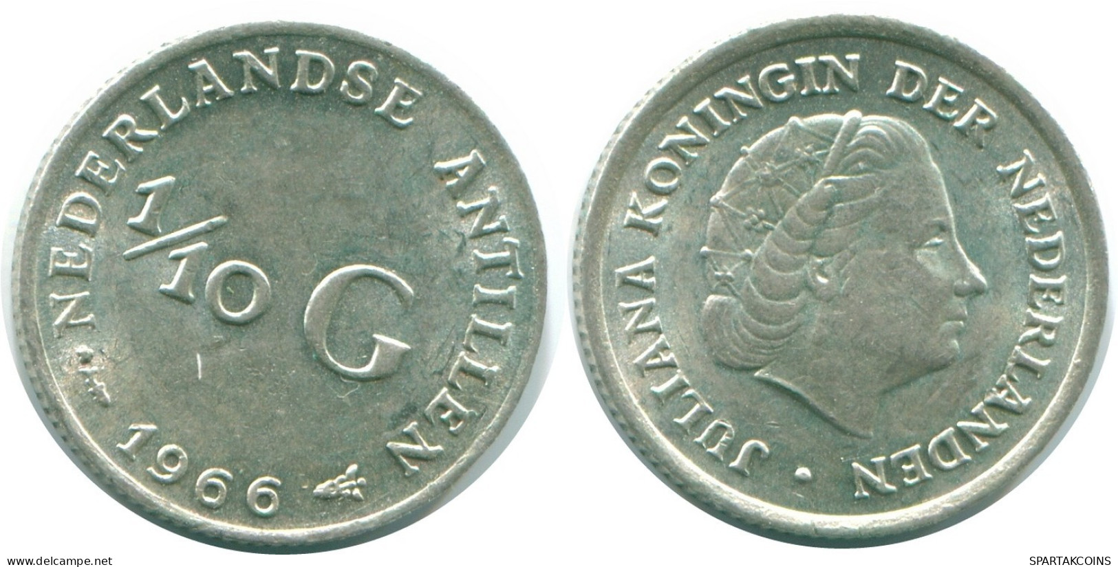 1/10 GULDEN 1966 NIEDERLÄNDISCHE ANTILLEN SILBER Koloniale Münze #NL12743.3.D.A - Antilles Néerlandaises