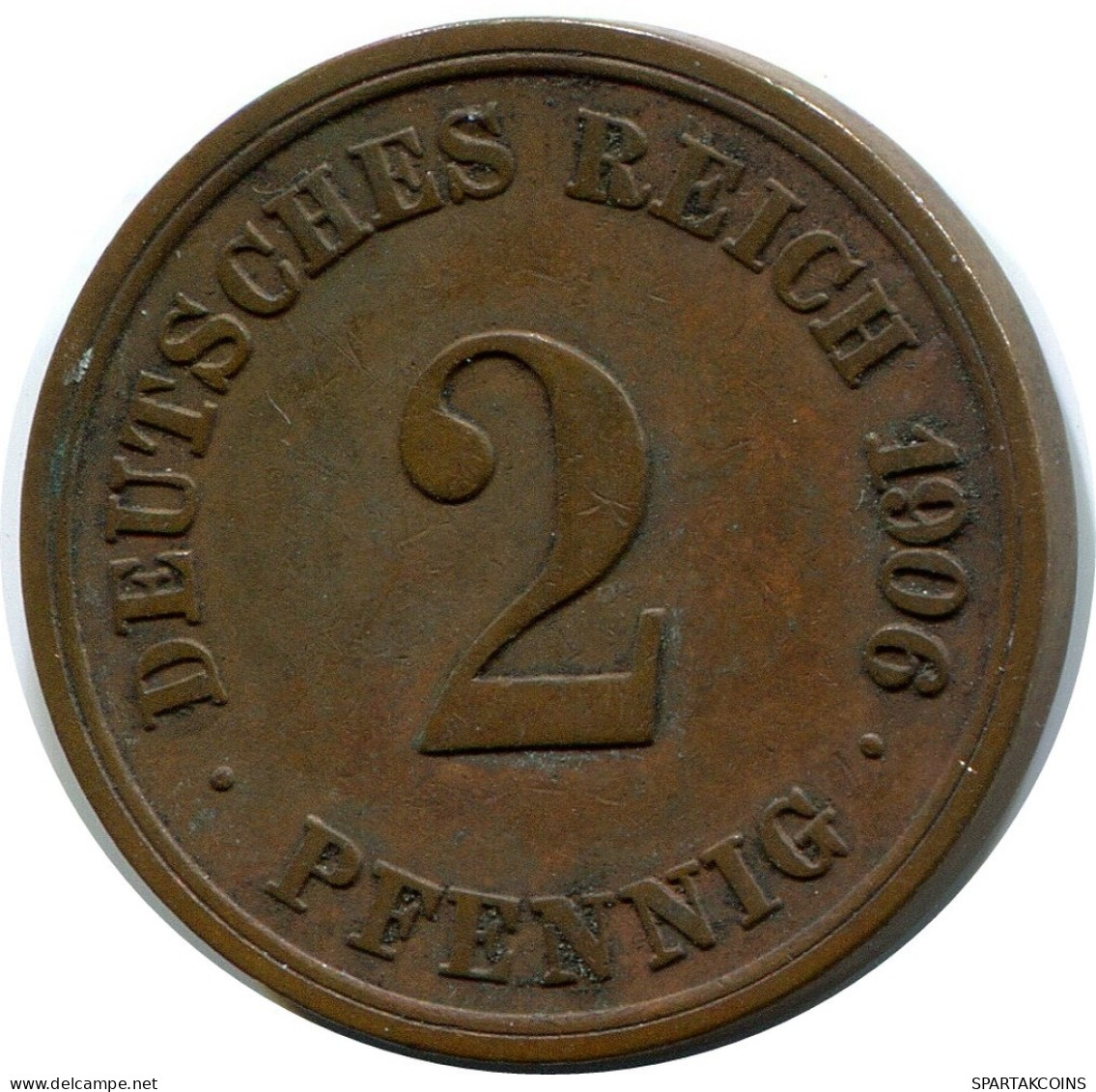 2 PFENNIG 1906 F DEUTSCHLAND Münze GERMANY #DB131.D.A - 2 Pfennig