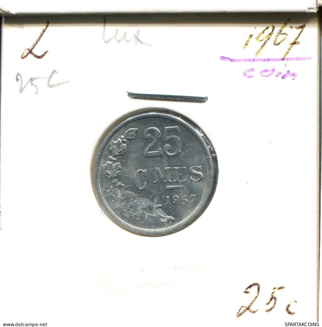 25 CENTIMES 1967 LUXEMBURGO LUXEMBOURG Moneda #AT195.E.A - Luxemburgo