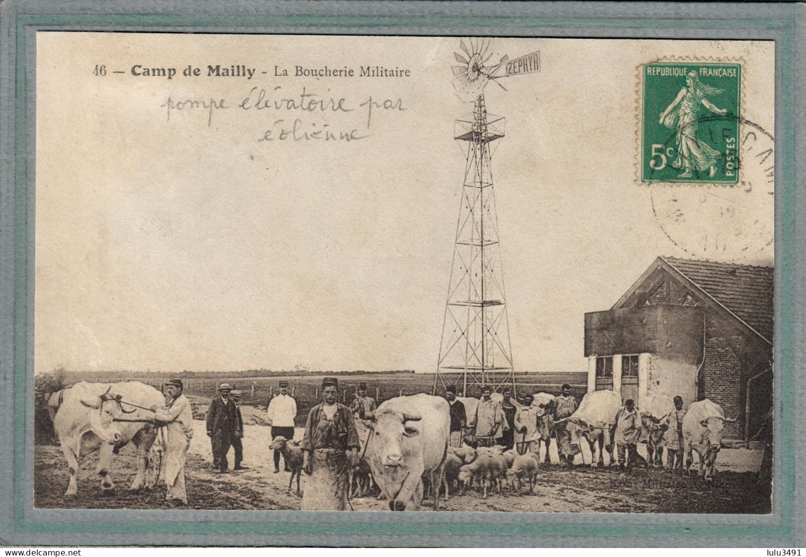 CPA - (10) MAILLY-le-CAMP - Thème: EOLIENNE - Pompe élévatoire - Abreuvoir - 1919 - Mailly-le-Camp