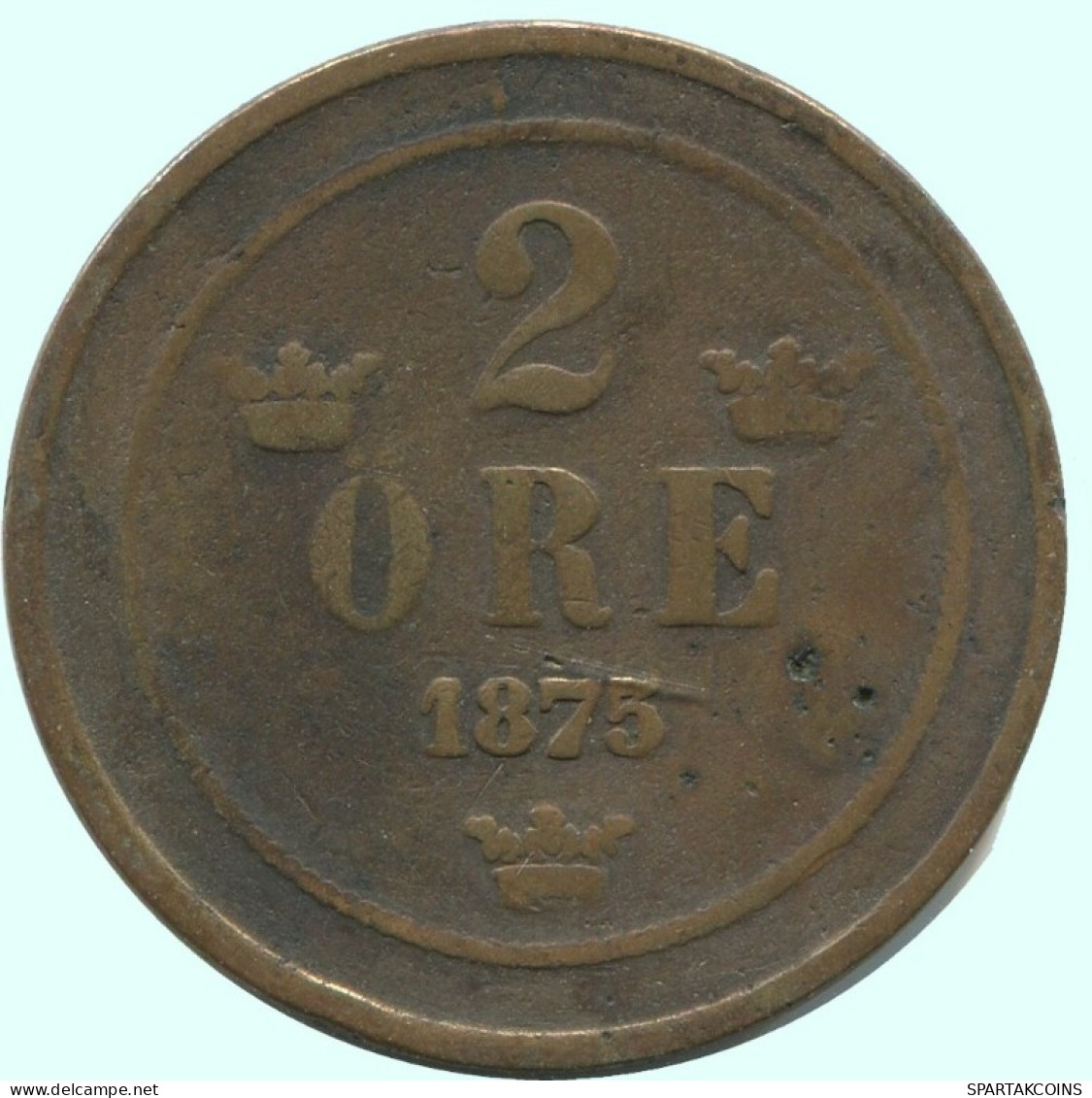 2 ORE 1875 SCHWEDEN SWEDEN Münze #AC867.2.D.A - Suède
