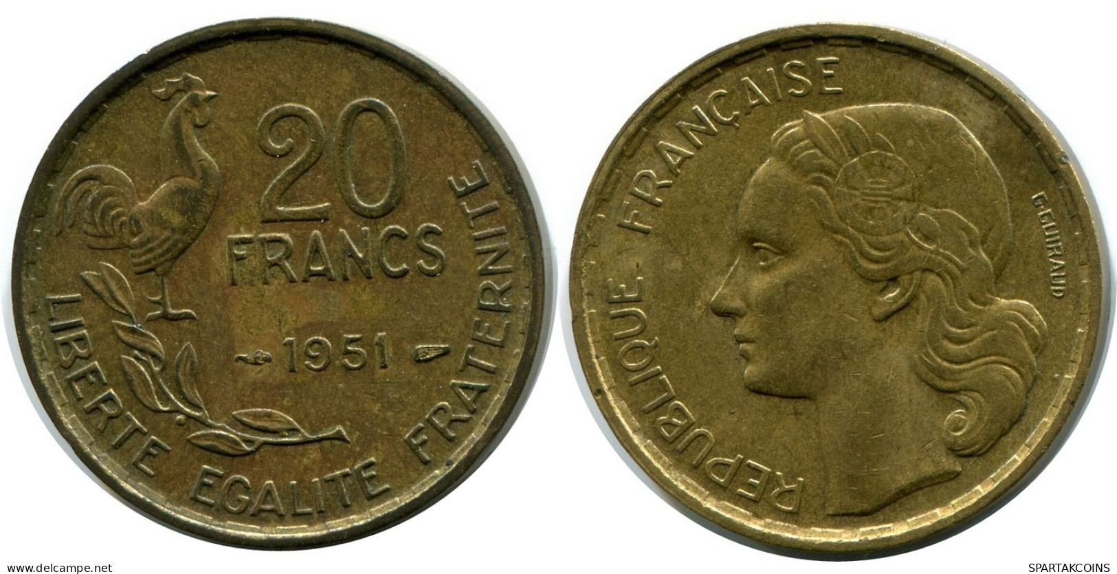 20 FRANCS 1951 FRANCE Coin #AX878.U.A - 20 Francs