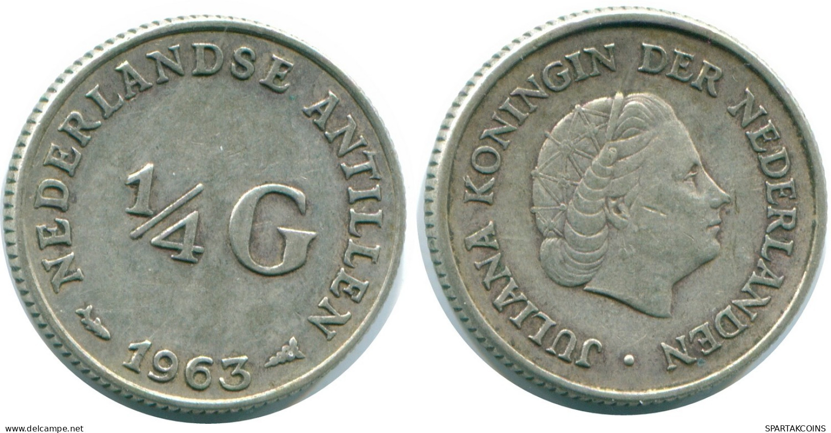 1/4 GULDEN 1963 ANTILLAS NEERLANDESAS PLATA Colonial Moneda #NL11244.4.E.A - Netherlands Antilles