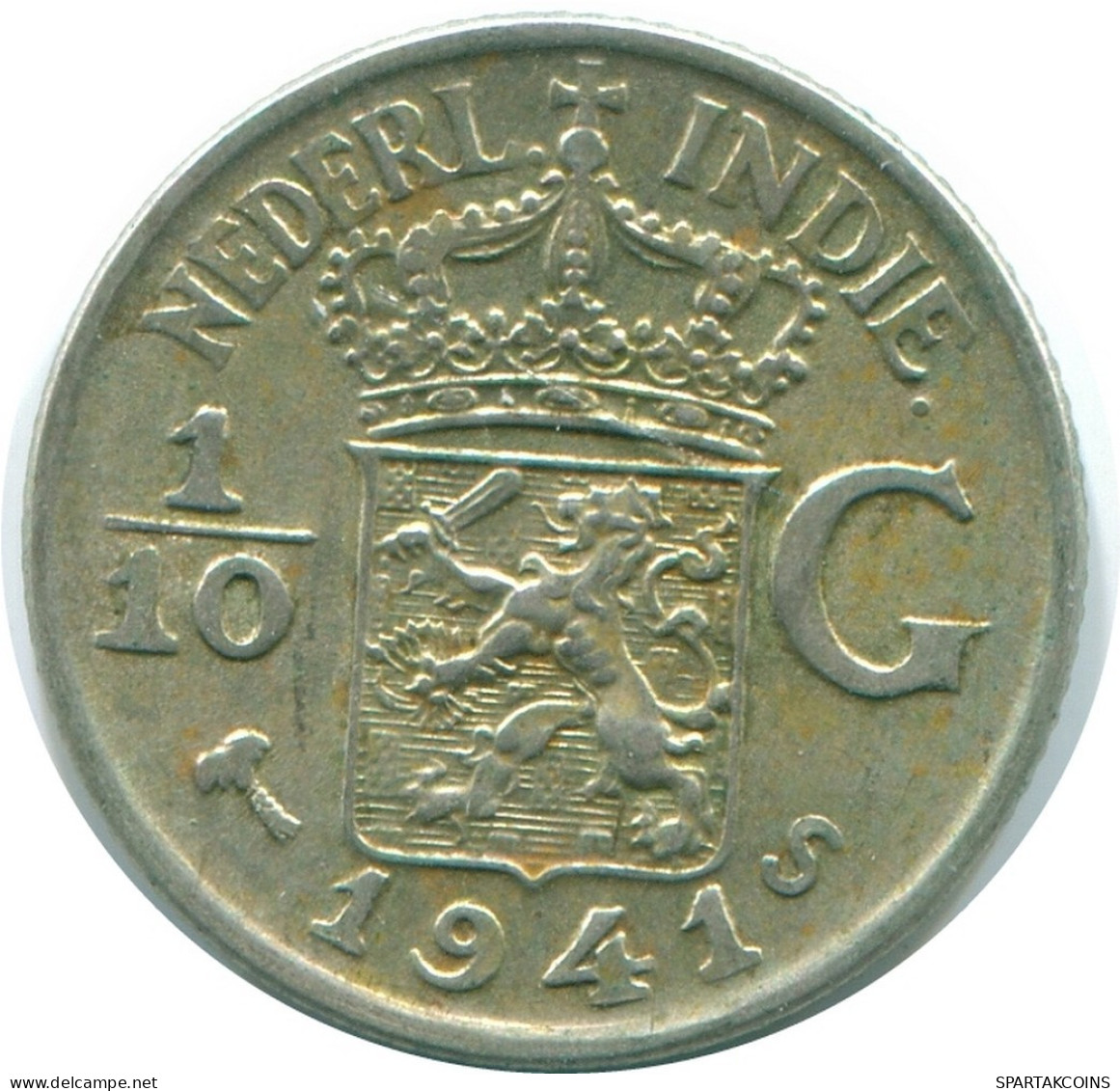 1/10 GULDEN 1941 S NETHERLANDS EAST INDIES SILVER Colonial Coin #NL13682.3.U.A - Indie Olandesi
