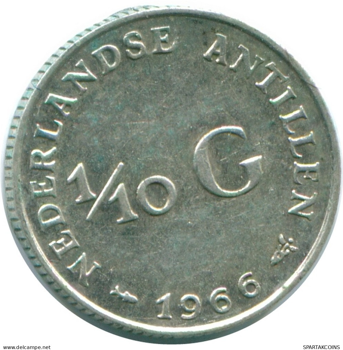 1/10 GULDEN 1966 ANTILLAS NEERLANDESAS PLATA Colonial Moneda #NL12757.3.E.A - Antillas Neerlandesas
