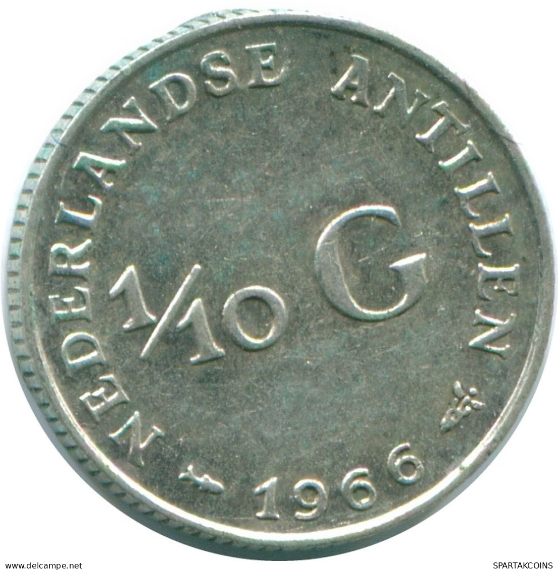 1/10 GULDEN 1966 ANTILLAS NEERLANDESAS PLATA Colonial Moneda #NL12757.3.E.A - Antilles Néerlandaises