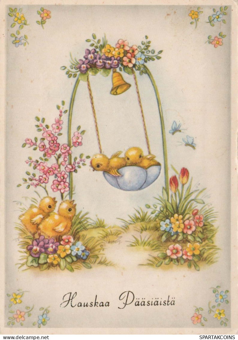 EASTER CHICKEN EGG Vintage Postcard CPSM #PBO846.A - Pâques