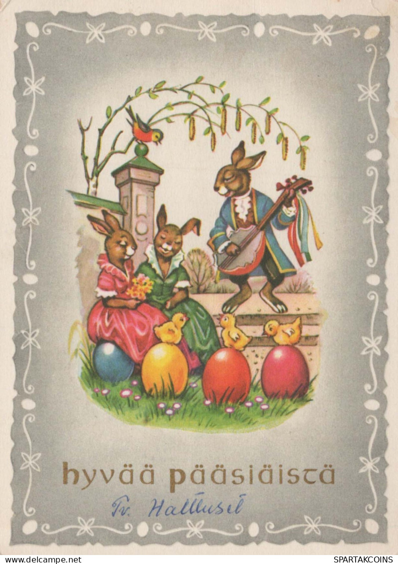 OSTERN KANINCHEN EI Vintage Ansichtskarte Postkarte CPSM #PBO505.A - Easter