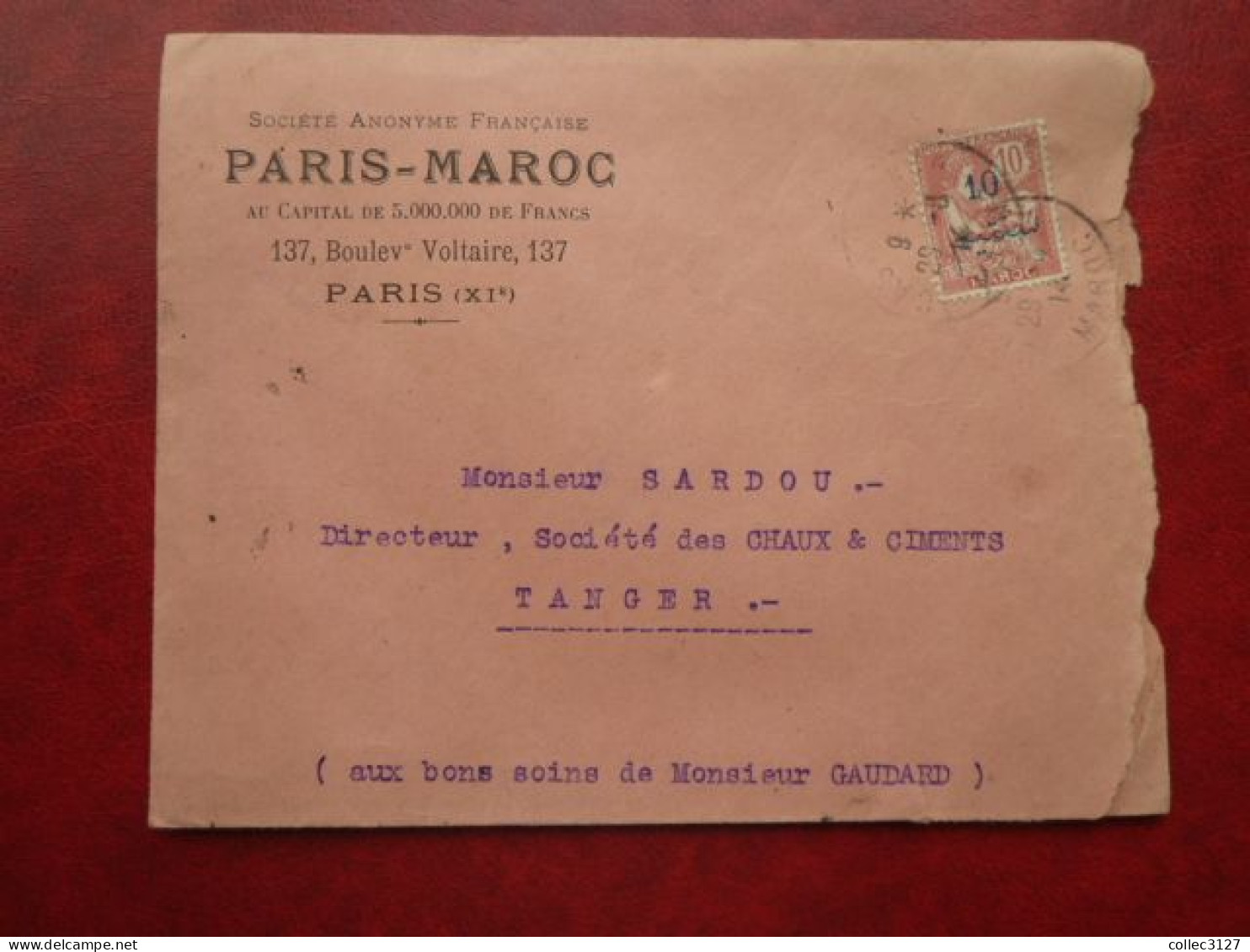 LF1 - Affranchissement Par  YT 29 Sur Enveloppe à En-tête Société Paris-Maroc - Casablanca 1914 - Brieven En Documenten