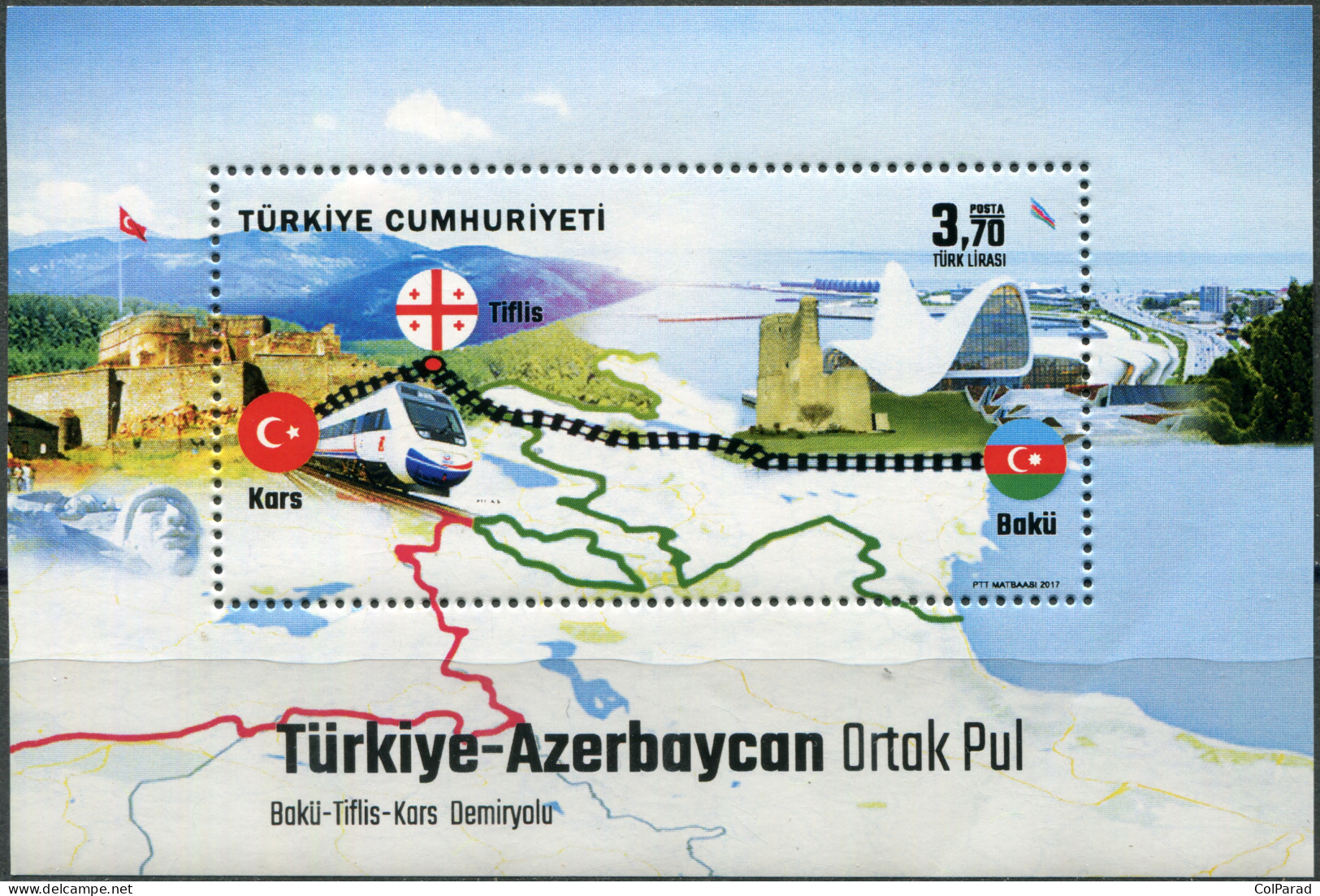 TURKEY - 2017 - S/S MNH ** - Opening Of Kars-Tbilisi-Baku Trans-Caucasus Railway - Unused Stamps