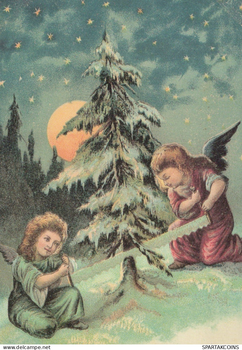 ANGELO Buon Anno Natale Vintage Cartolina CPSM #PAH973.A - Angeli
