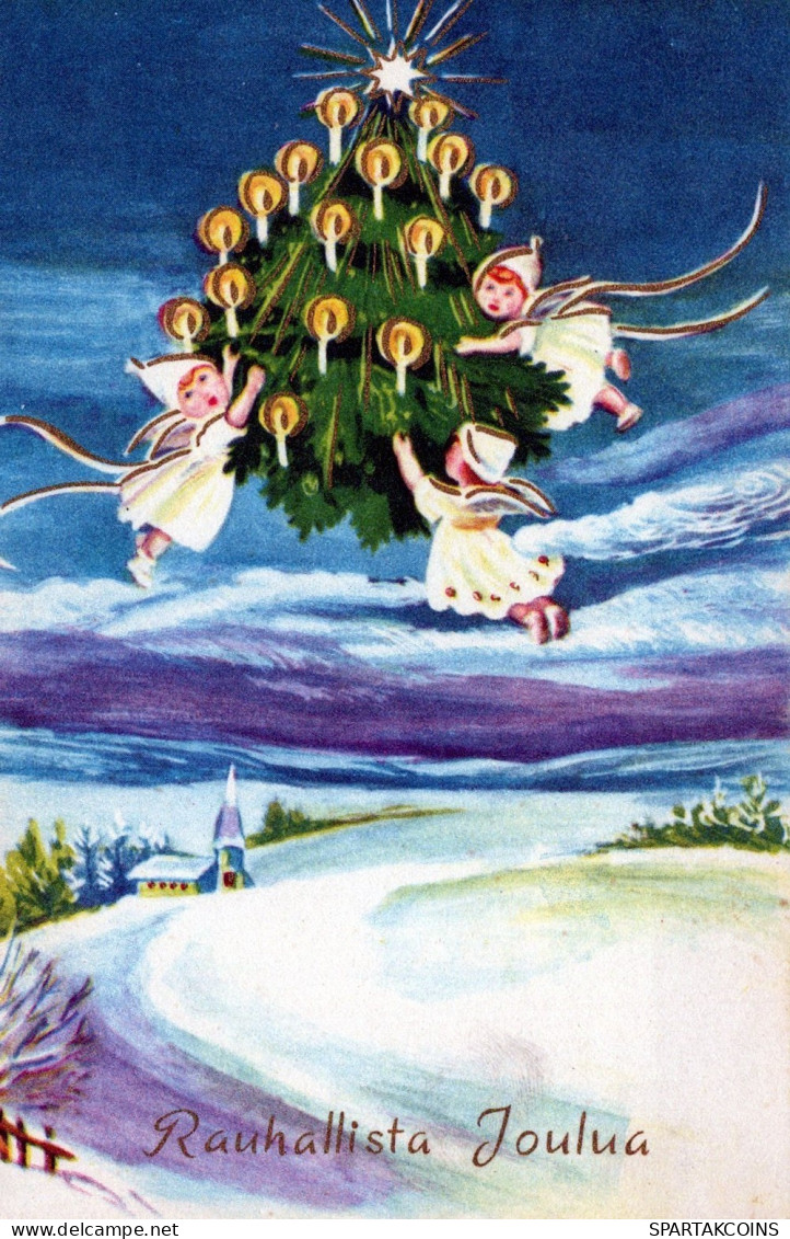 ANGELO Buon Anno Natale Vintage Cartolina CPSMPF #PAG828.A - Angeli
