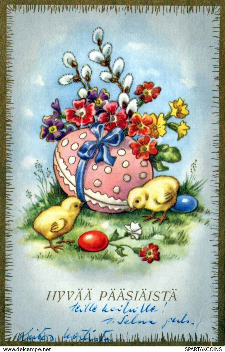 EASTER CHICKEN EGG Vintage Postcard CPA #PKE096.A - Easter