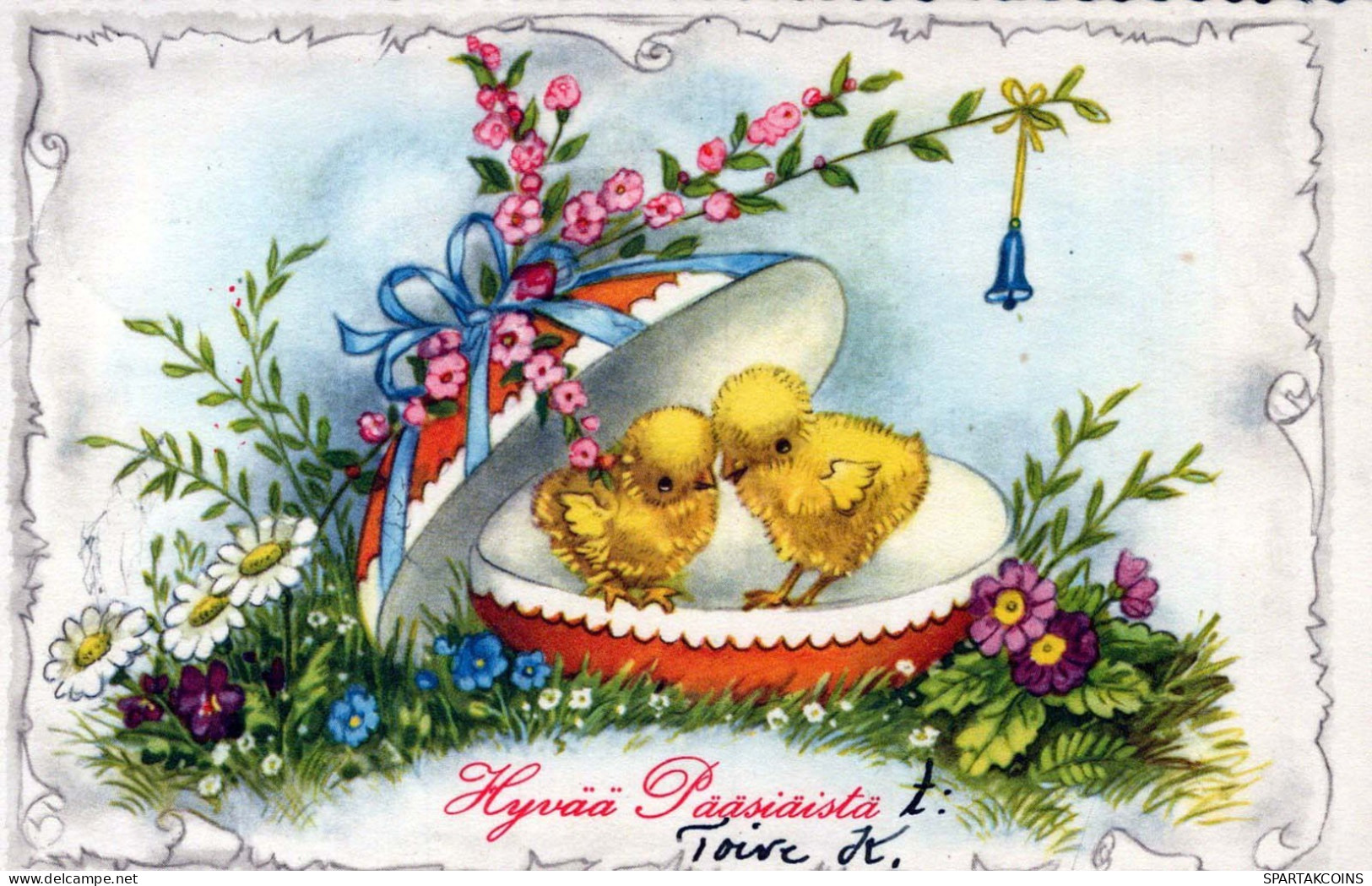 EASTER CHICKEN EGG Vintage Postcard CPA #PKE401.A - Easter