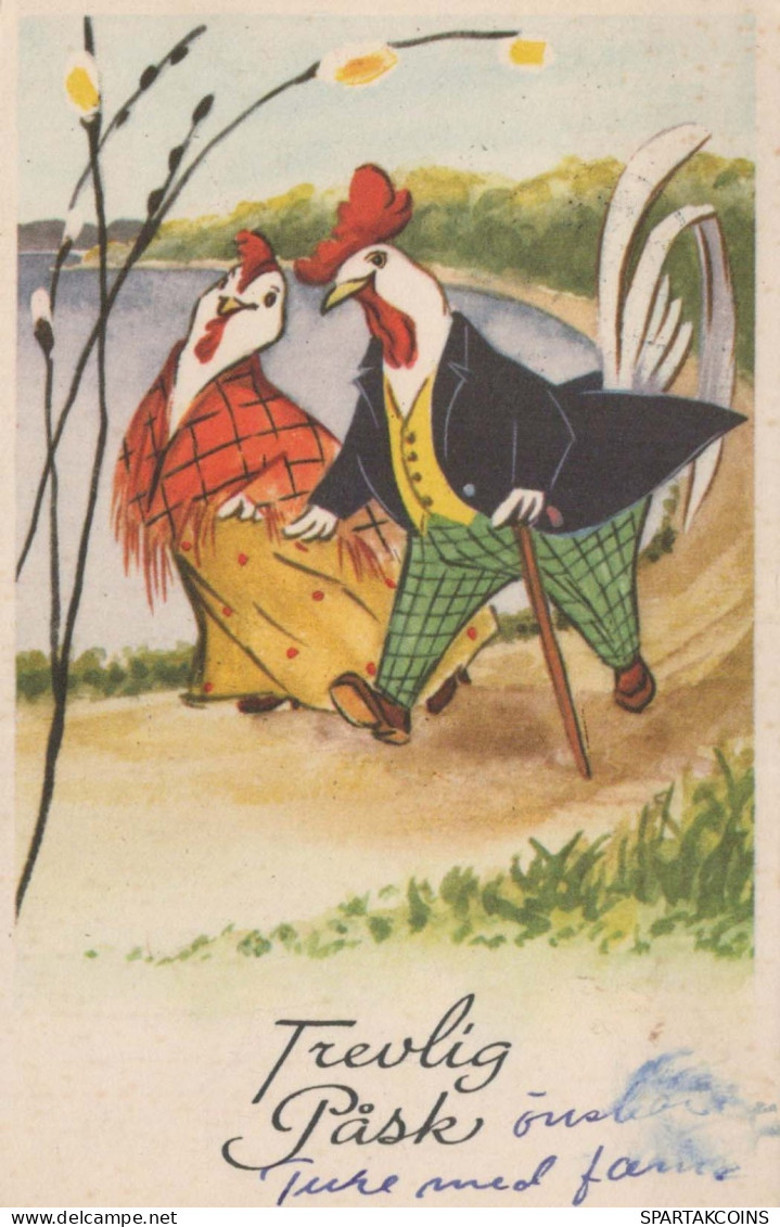 PASQUA POLLO UOVO Vintage Cartolina CPA #PKE058.A - Easter