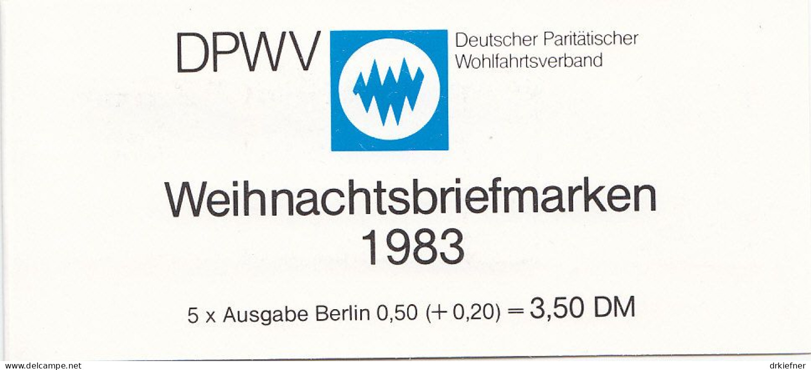 BRD DPW-MH 1a Mit 5x MiNr. 1196, Postfrisch **, Priv. Markenheftchen Des Parität. Wohlfahrtsverbandes, Weihnachten 1983 - Sonstige & Ohne Zuordnung