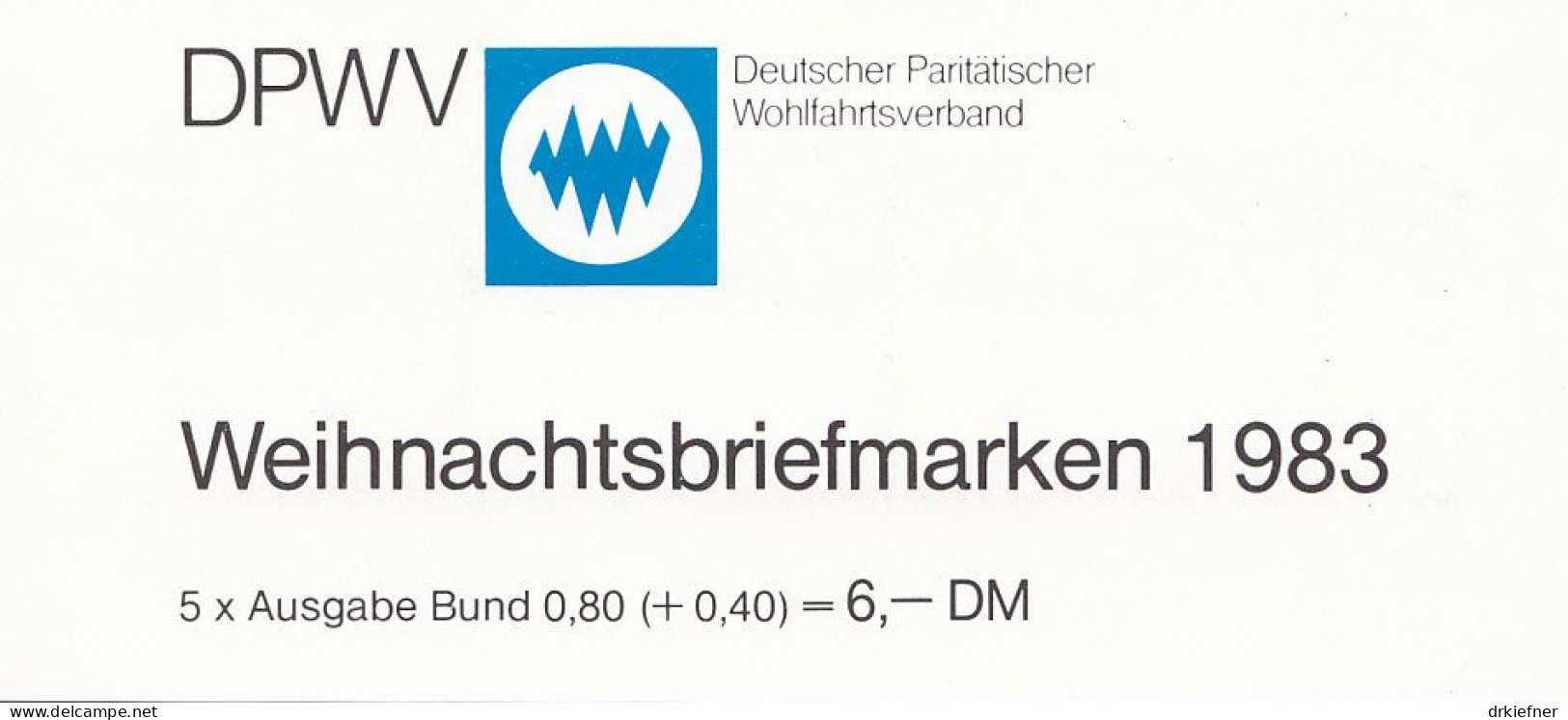 BERLIN DPW-MH 1b Mit 5x MiNr.707, Postfrisch **, Priv. Markenheftchen Des Parität. Wohlfahrtsverbandes, Weihnachten 1983 - Carnets