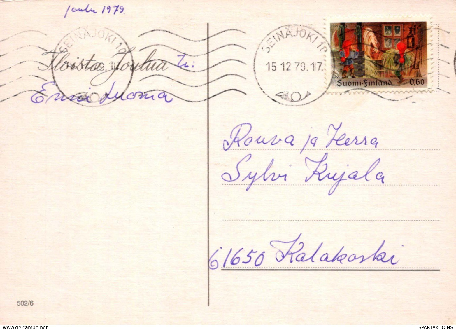 PAPÁ NOEL Feliz Año Navidad GNOMO Vintage Tarjeta Postal CPSM #PBL724.A - Santa Claus