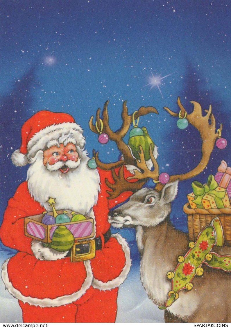 PAPÁ NOEL Feliz Año Navidad Vintage Tarjeta Postal CPSM #PBL309.A - Santa Claus