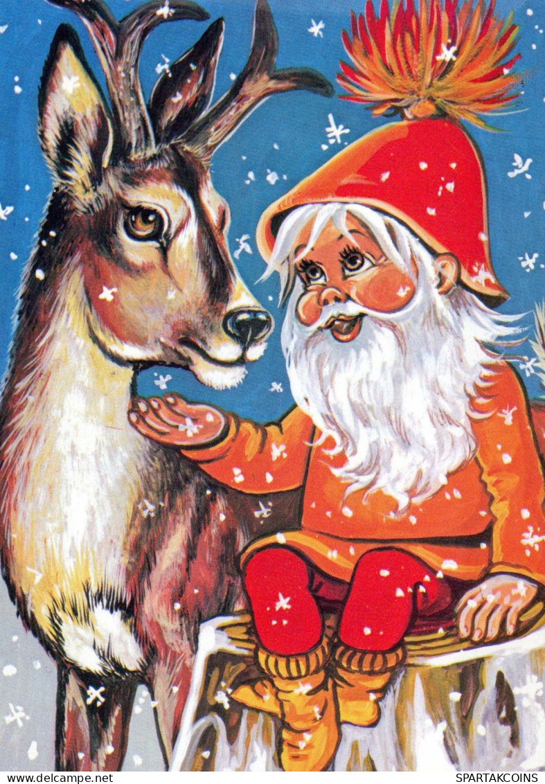 PAPÁ NOEL Feliz Año Navidad Vintage Tarjeta Postal CPSM #PBL179.A - Santa Claus