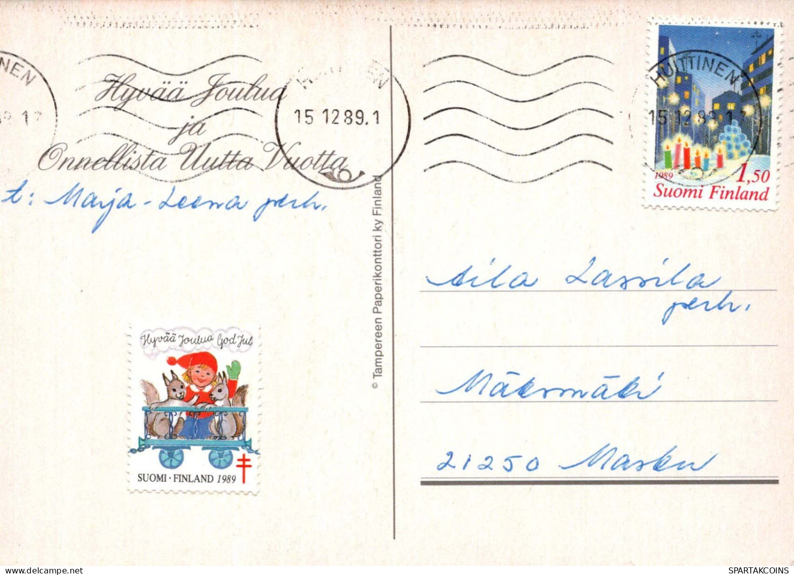 PAPÁ NOEL Feliz Año Navidad Vintage Tarjeta Postal CPSM #PBL159.A - Santa Claus