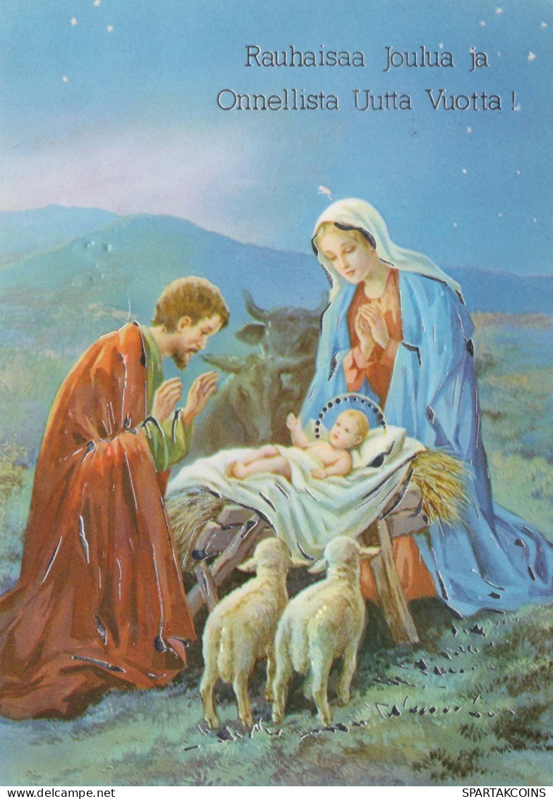 Vergine Maria Madonna Gesù Bambino Natale Religione Vintage Cartolina CPSM #PBB904.A - Virgen Mary & Madonnas