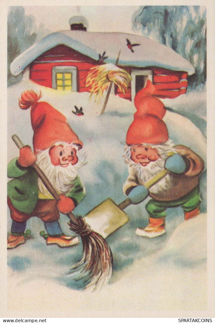 PAPÁ NOEL Feliz Año Navidad GNOMO Vintage Tarjeta Postal CPSM #PBB448.A - Santa Claus