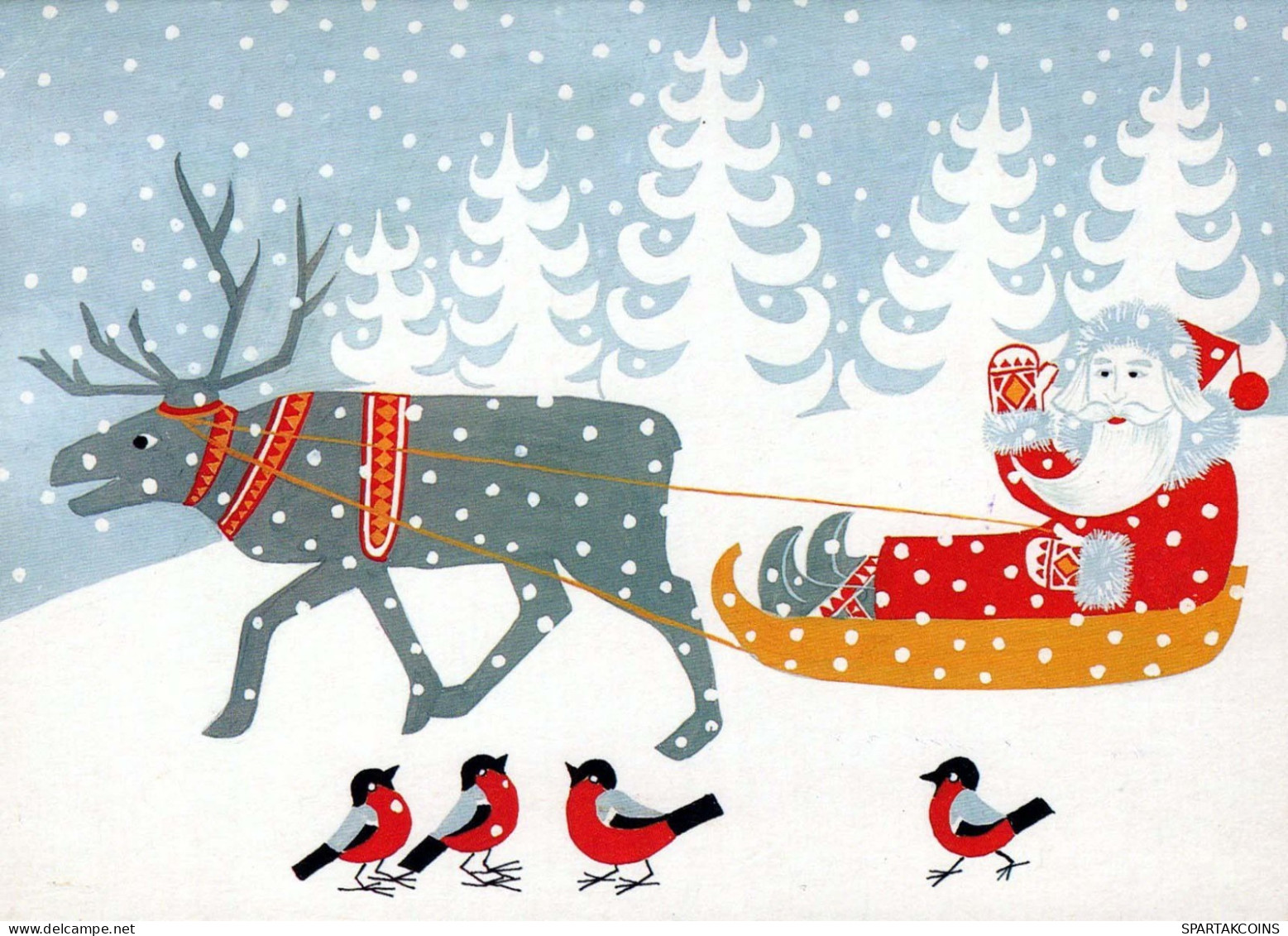 WEIHNACHTSMANN SANTA CLAUS Neujahr Weihnachten HIRSCH Vintage Ansichtskarte Postkarte CPSM #PBB216.A - Santa Claus