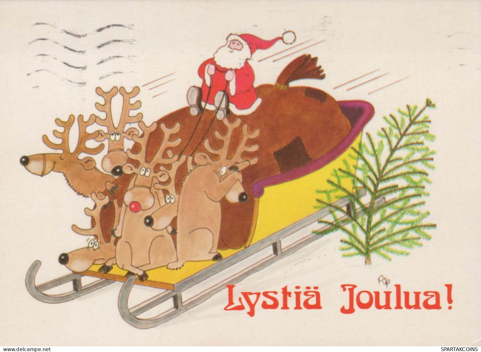 PAPÁ NOEL Feliz Año Navidad Vintage Tarjeta Postal CPSM #PBB098.A - Santa Claus