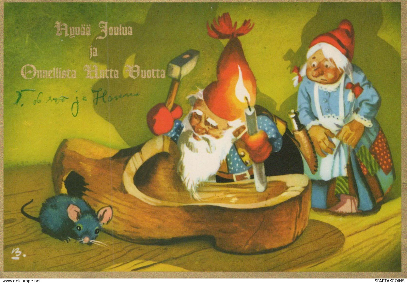 PÈRE NOËL Bonne Année Noël GNOME Vintage Carte Postale CPSM #PBB060.A - Santa Claus
