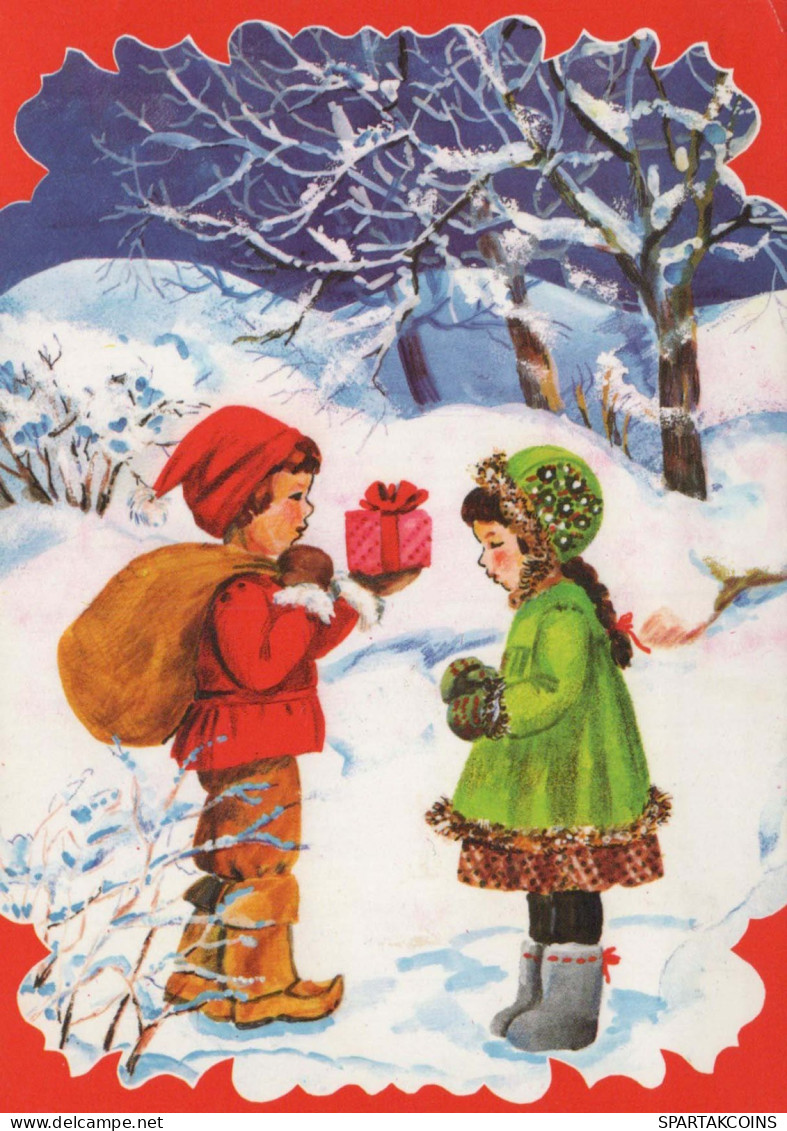 Feliz Año Navidad NIÑOS Vintage Tarjeta Postal CPSM #PAY890.A - New Year