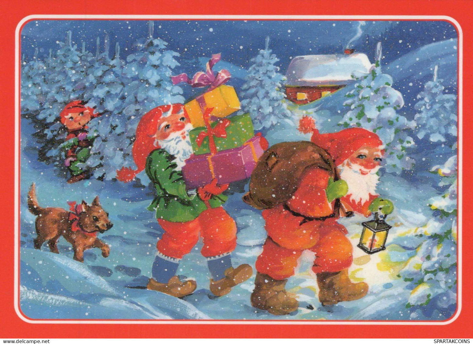 SANTA CLAUS Happy New Year Christmas GNOME Vintage Postcard CPSM #PAY629.A - Kerstman