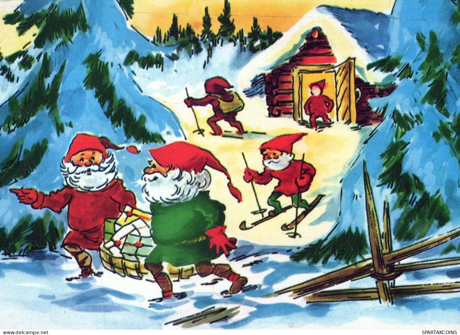 WEIHNACHTSMANN SANTA CLAUS Neujahr Weihnachten GNOME Vintage Ansichtskarte Postkarte CPSM #PAY603.A - Kerstman