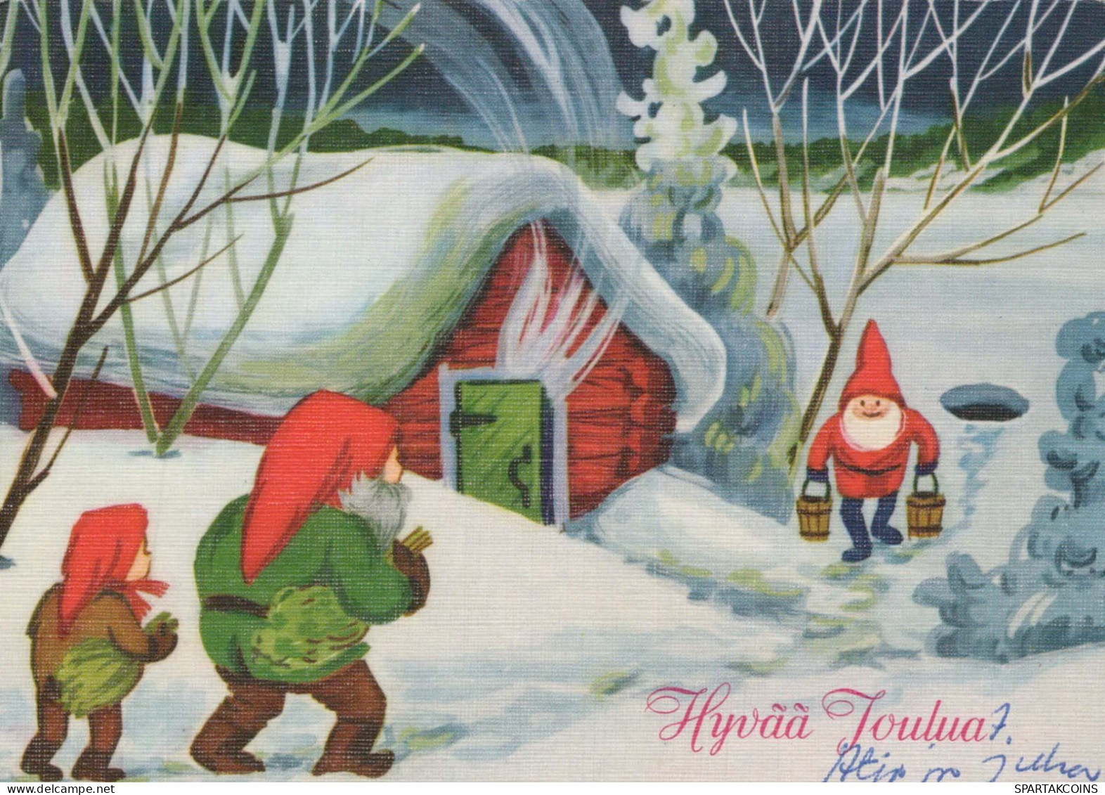 PAPÁ NOEL Feliz Año Navidad GNOMO Vintage Tarjeta Postal CPSM #PAY555.A - Santa Claus