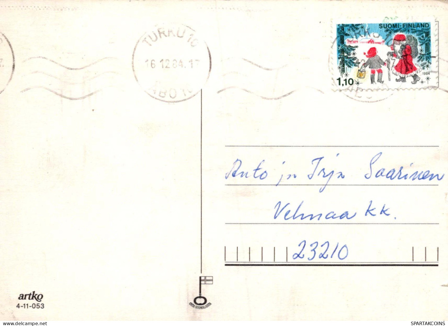 PAPÁ NOEL Feliz Año Navidad GNOMO Vintage Tarjeta Postal CPSM #PAY555.A - Santa Claus