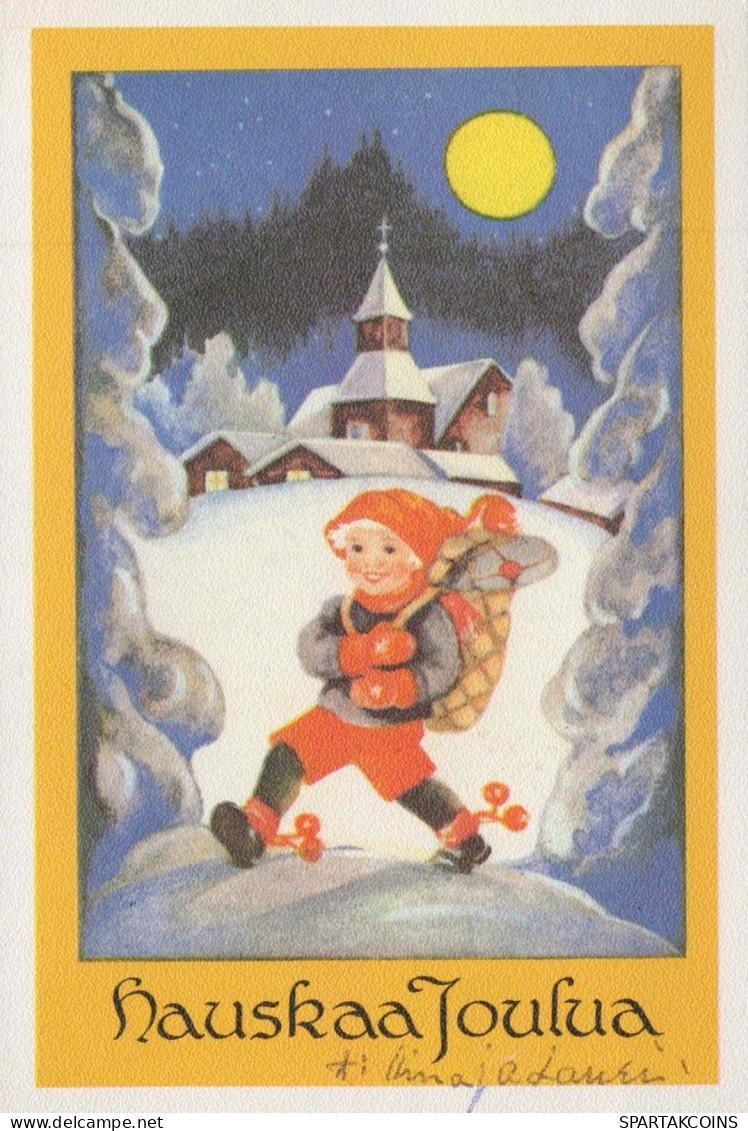 Feliz Año Navidad NIÑOS IGLESIA Vintage Tarjeta Postal CPSM #PAY420.A - New Year