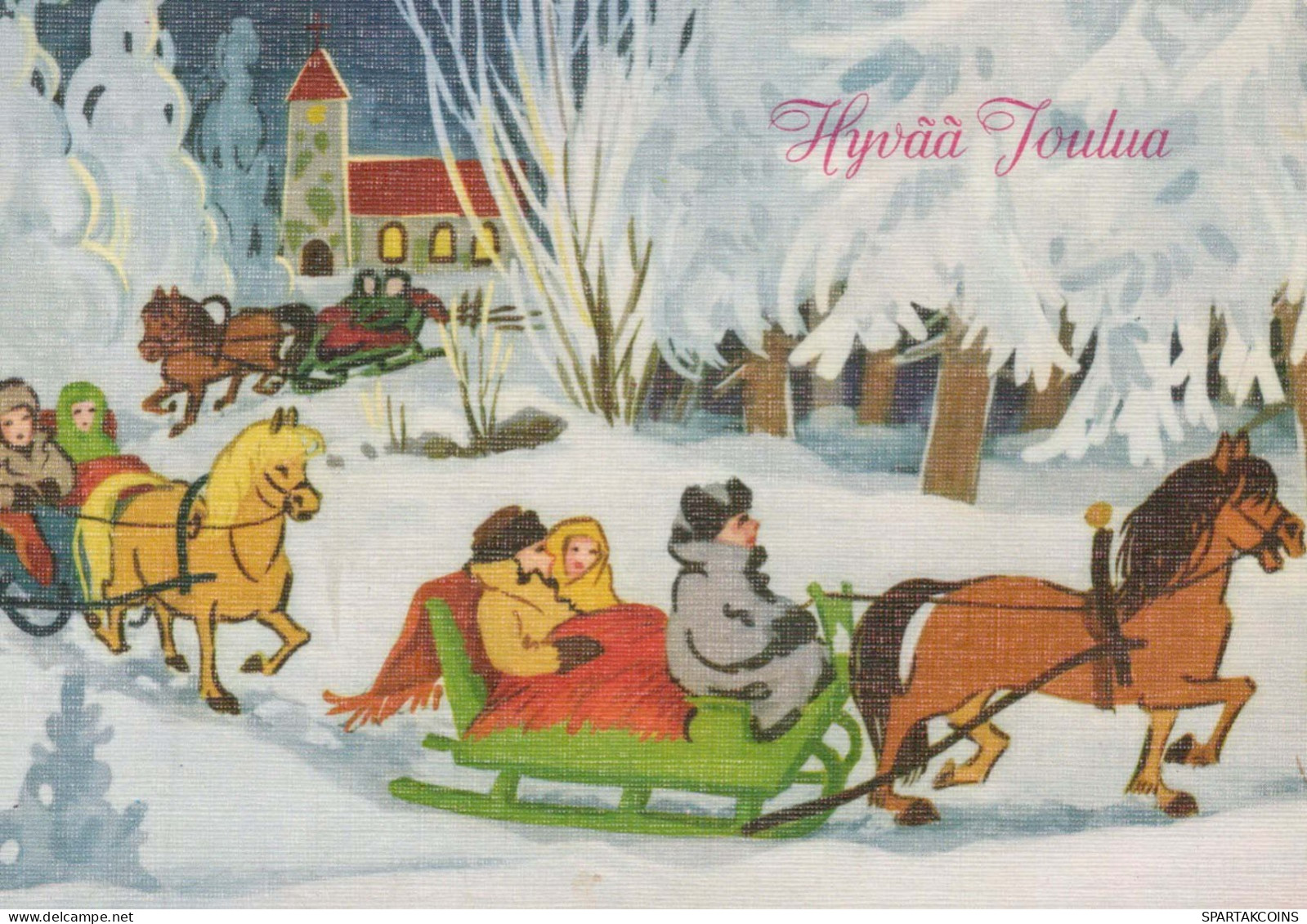 Happy New Year Christmas HORSE Vintage Postcard CPSM #PAY274.A - New Year