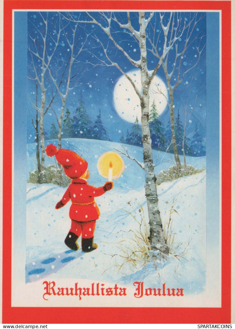 SANTA CLAUS Happy New Year Christmas GNOME Vintage Postcard CPSM #PAY169.A - Kerstman