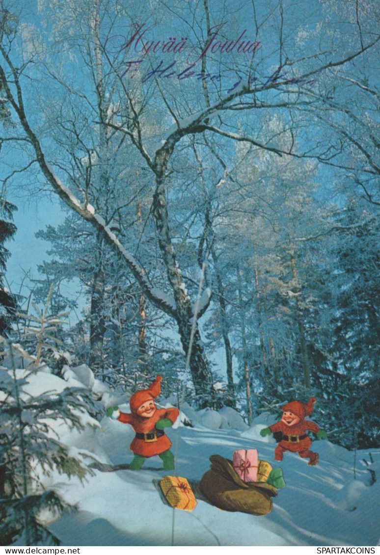 BABBO NATALE Buon Anno Natale GNOME Vintage Cartolina CPSM #PAY161.A - Santa Claus
