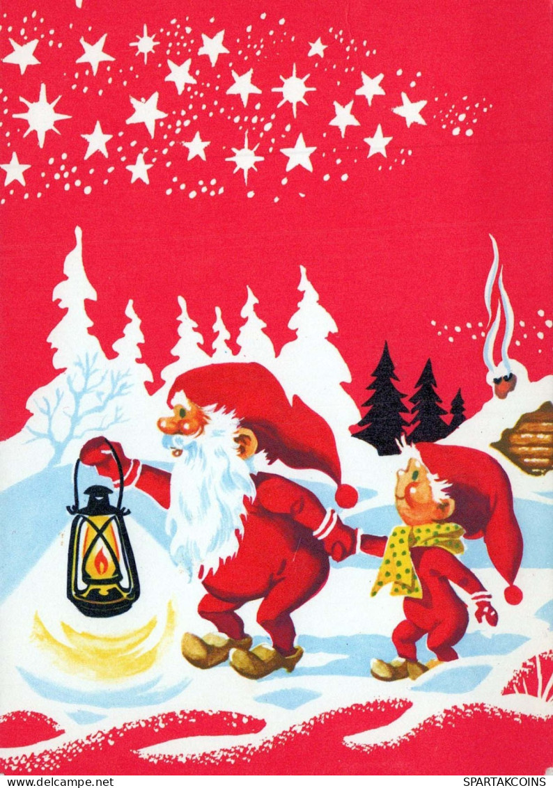 BABBO NATALE Buon Anno Natale GNOME Vintage Cartolina CPSM #PAY151.A - Kerstman