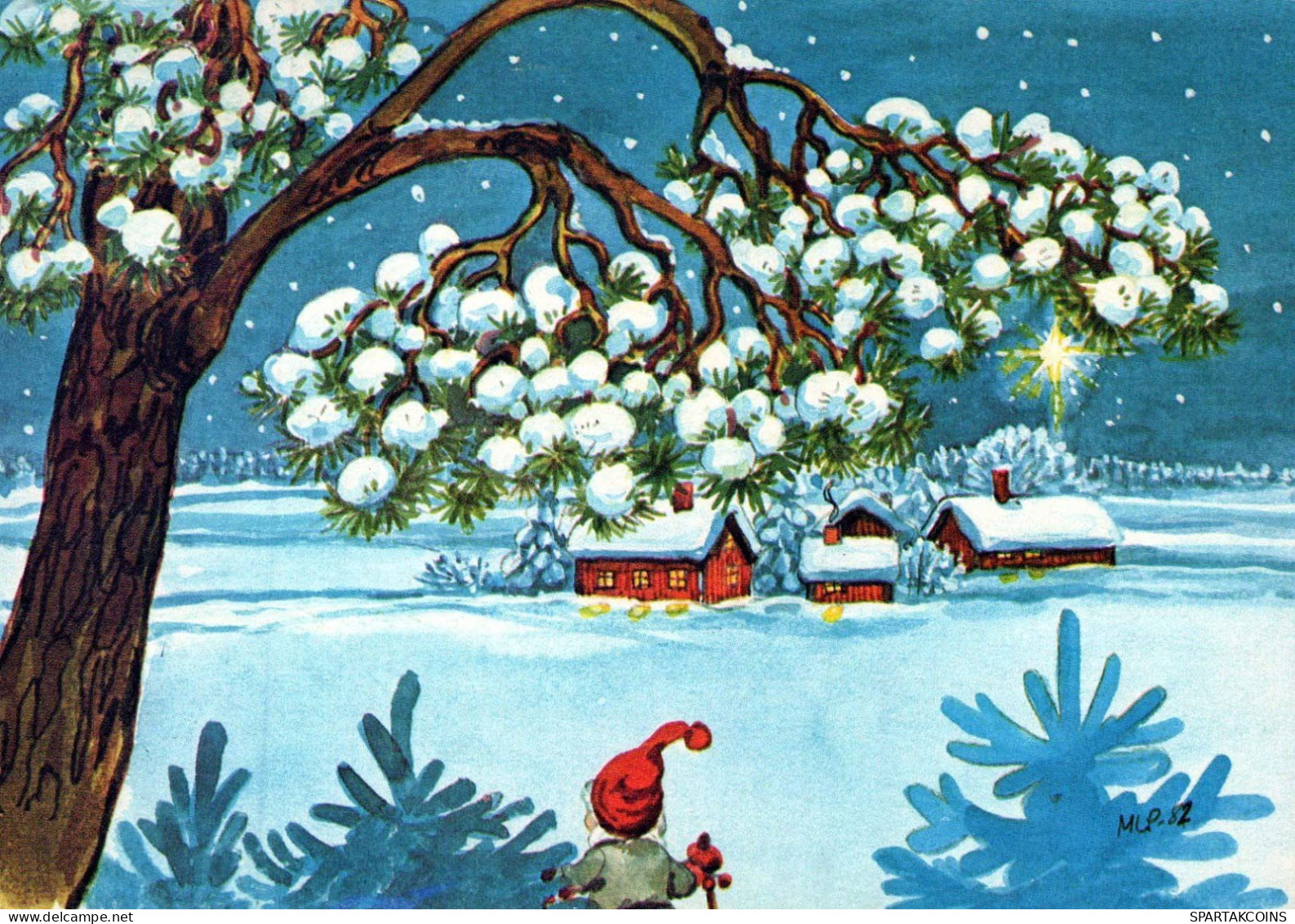 SANTA CLAUS Happy New Year Christmas GNOME Vintage Postcard CPSM #PAW923.A - Santa Claus