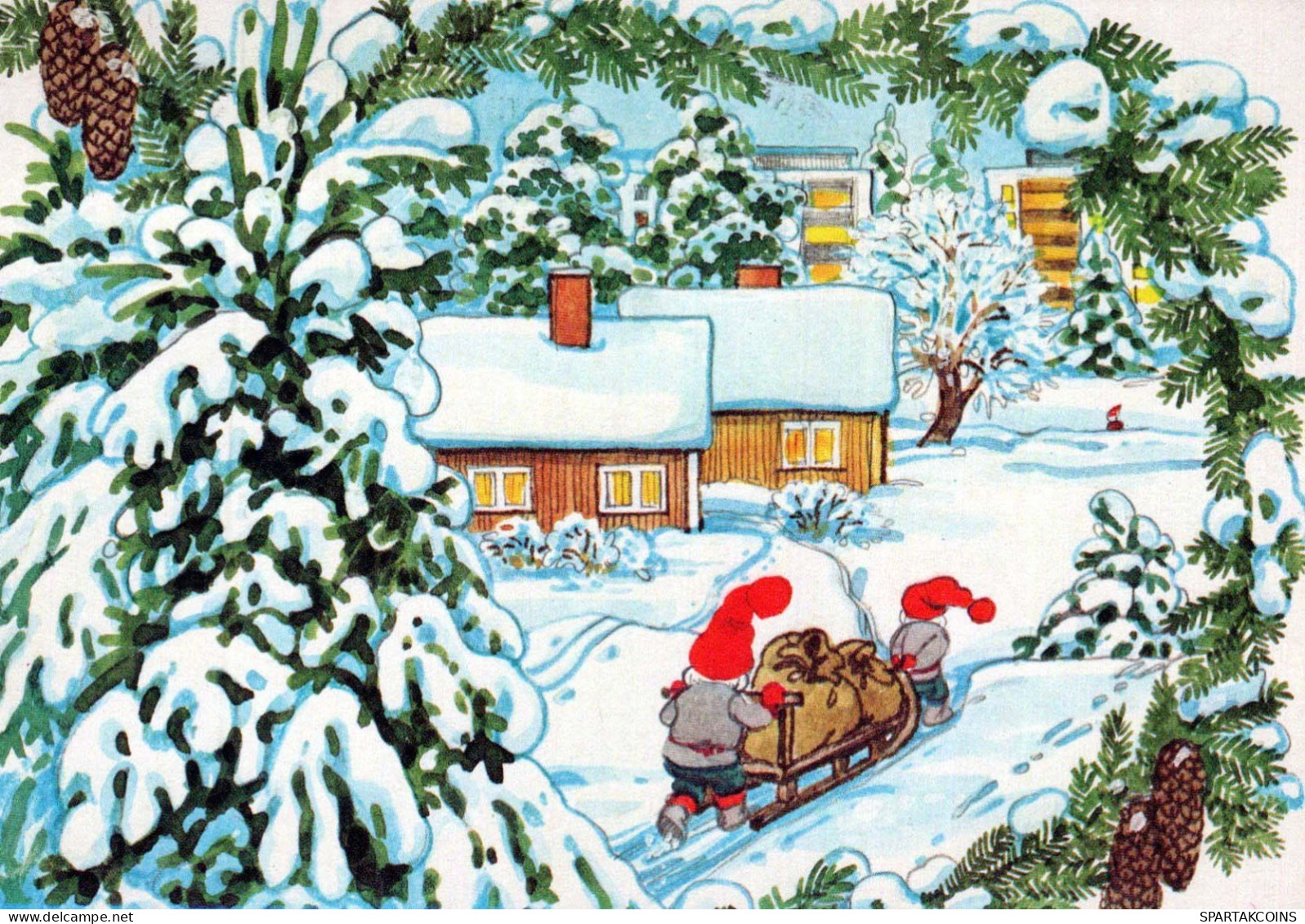 PÈRE NOËL Bonne Année Noël GNOME Vintage Carte Postale CPSM #PAW521.A - Kerstman