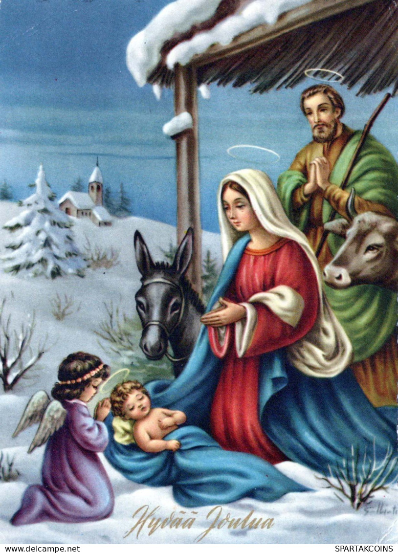 Vergine Maria Madonna Gesù Bambino Natale Religione Vintage Cartolina CPSM #PBP889.A - Maagd Maria En Madonnas