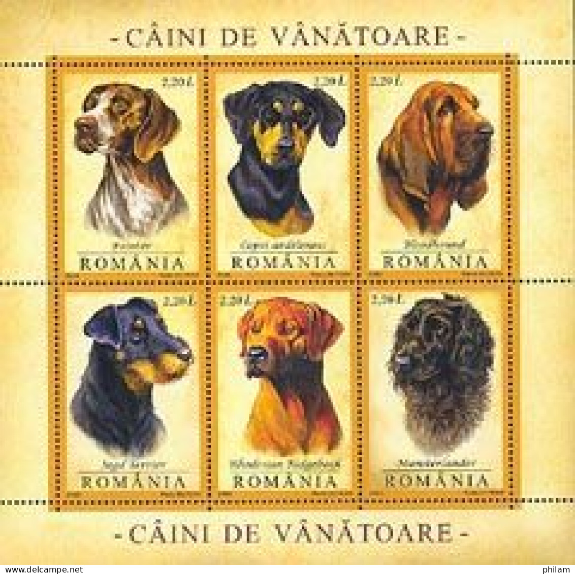 ROUMANIE 2005 - Chiens De Chasse - 6 V. - Hojas Bloque